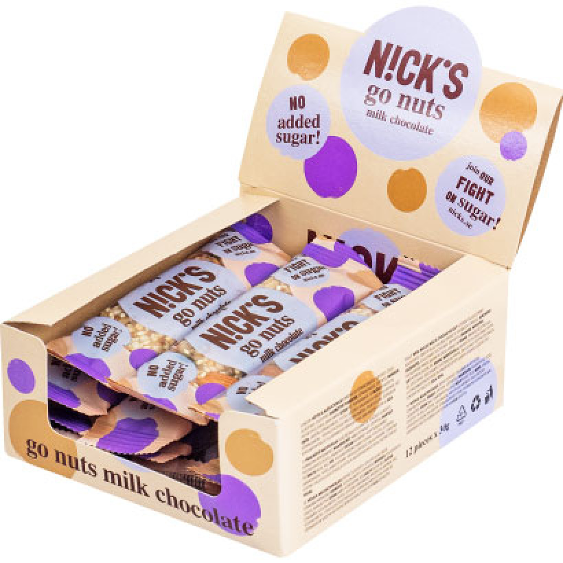 12 x Nicks Go Nuts Bar, 30 g, Milk Chocolate Hintatakuu & ilmainen