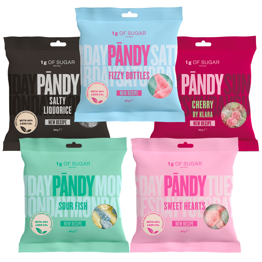 5 x Pändy Candy 50 g ryhmässä Elintarvikkeet / Naposteltavat ja karkit / Makeiset @ Proteinbolaget (PB-633663)